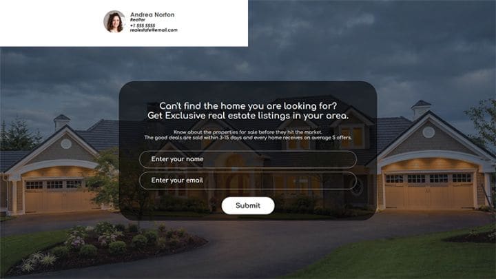 real estate lead generation page template