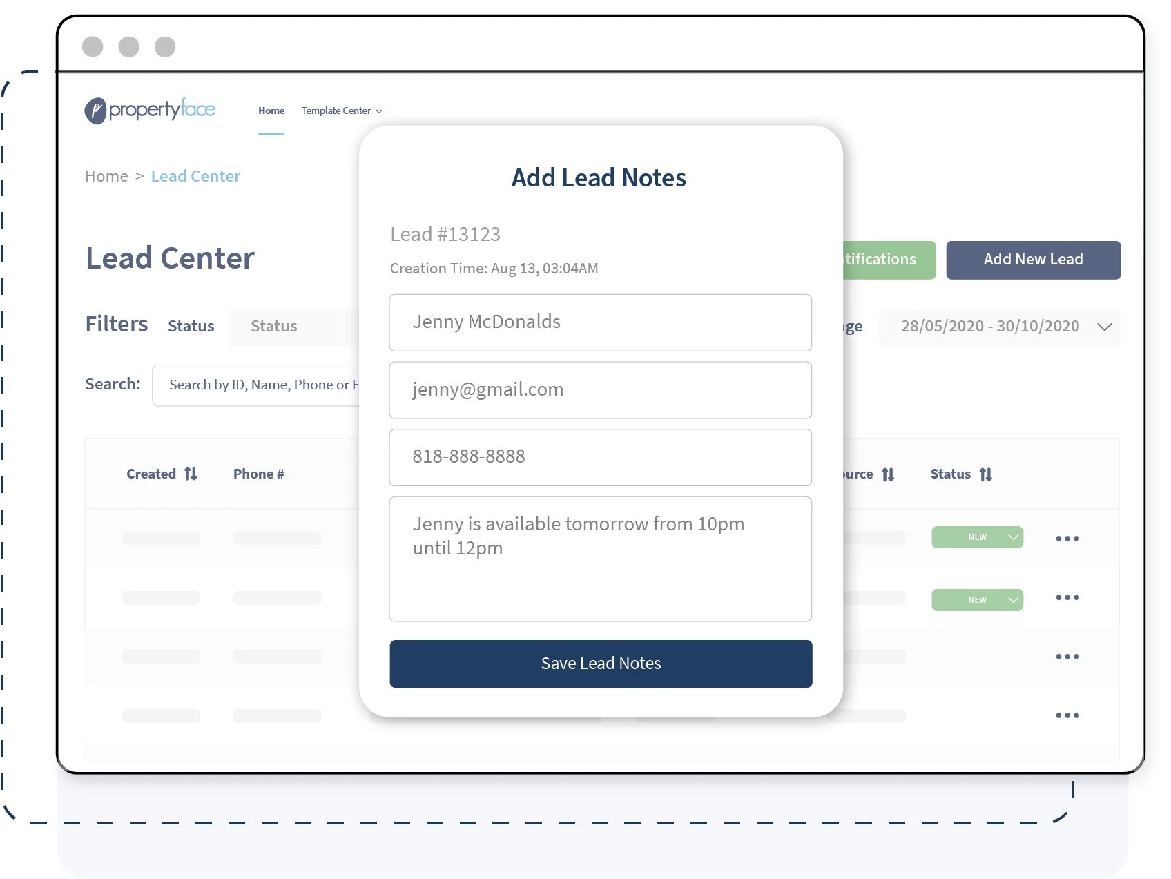 Lead Center Lead Notes