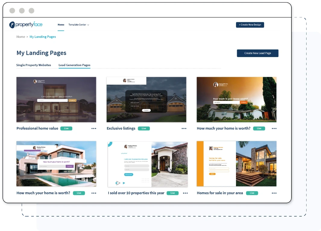 real estate lead generation pages templates