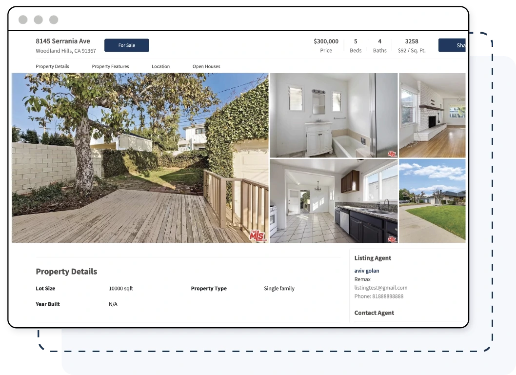 property listing page for real estate