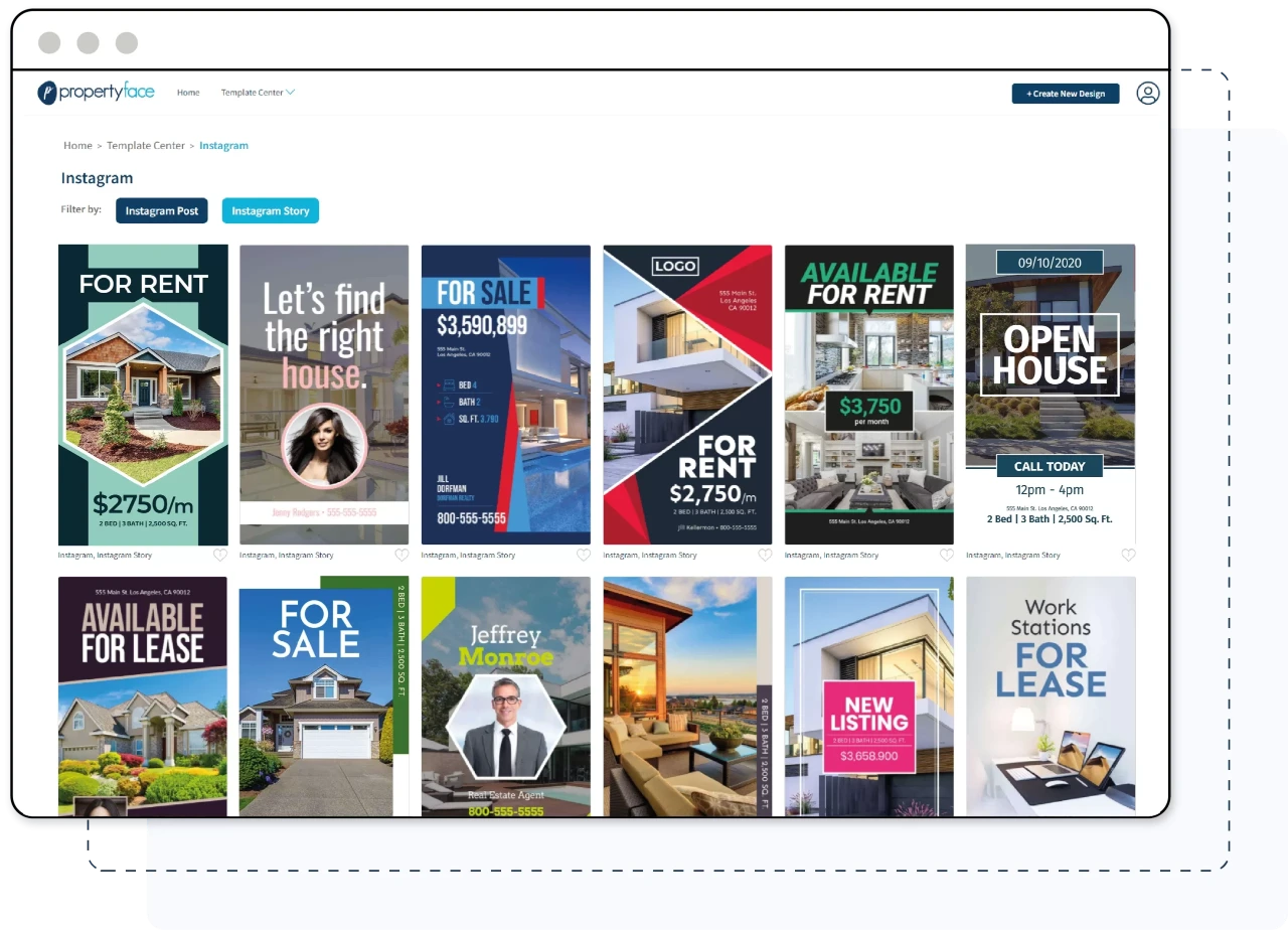 variety of real estate social media templates